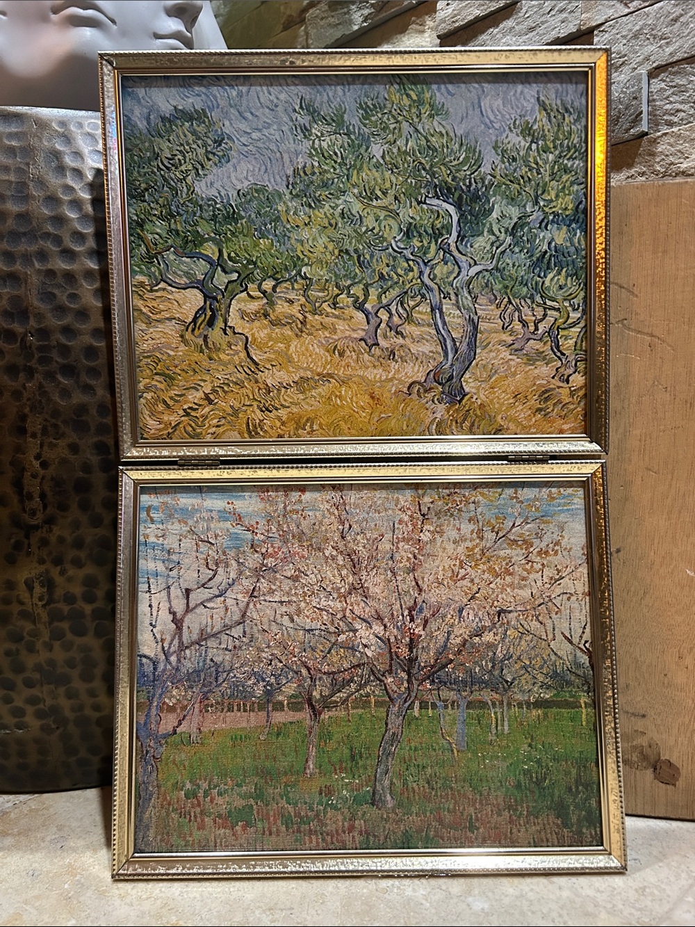VAN GOGH Vintage Book Prints- Olive Trees in a Landscape & Orchard in Blossom